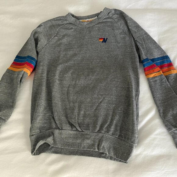 AVIATOR NATION LIMITED EDITION ESSENTIAL RELAXED FIVE STRIPE CREW  SMALL UNISEX - Picture 1 of 5